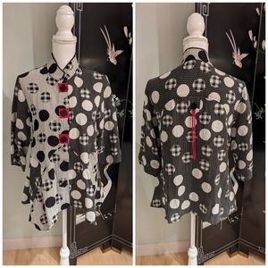 Ali Miles Womens Petite Medium Light Jacket Art To Wear MixedPrint 3/4Sleeve 118